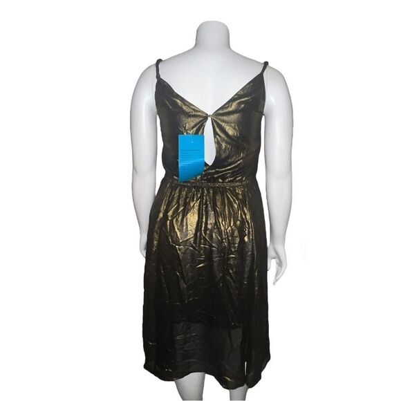 6th and Lane Bryant Gold Foil Sample Dress Sleeveless Fit & Flare Plus Size 14W - Picture 2 of 6